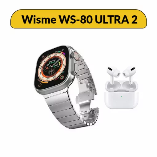 تصویر  ساعت هوشمند مدل WS80 Ultra 2 به همراه بند سیلیکونی و هدفون بلوتوثی